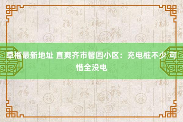 草榴最新地址 直爽齐市馨园小区：充电桩不少 可惜全没电