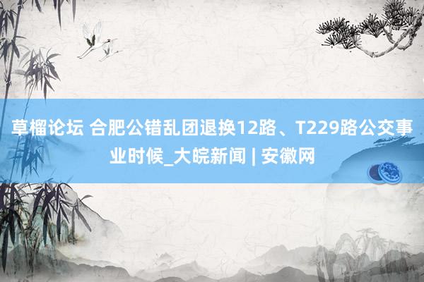 草榴论坛 合肥公错乱团退换12路、T229路公交事业时候_大皖新闻 | 安徽网