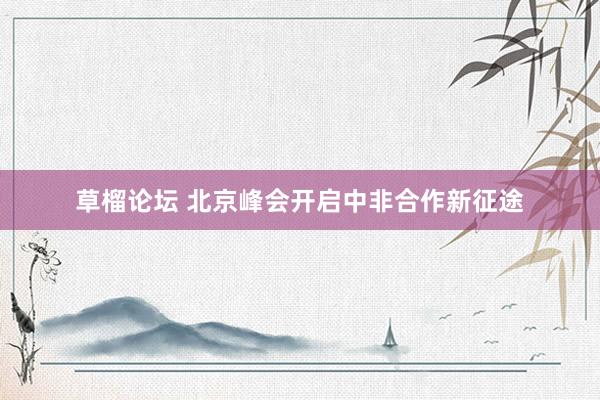 草榴论坛 北京峰会开启中非合作新征途