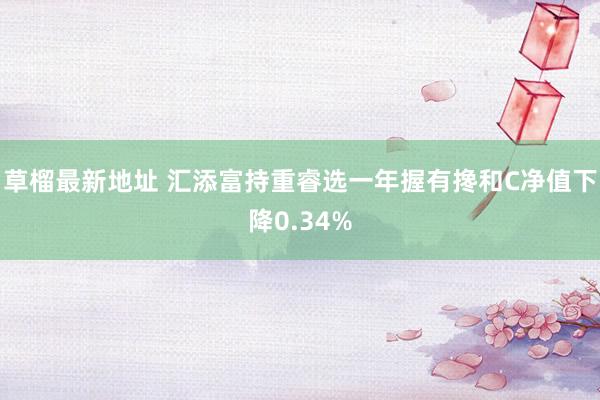 草榴最新地址 汇添富持重睿选一年握有搀和C净值下降0.34%