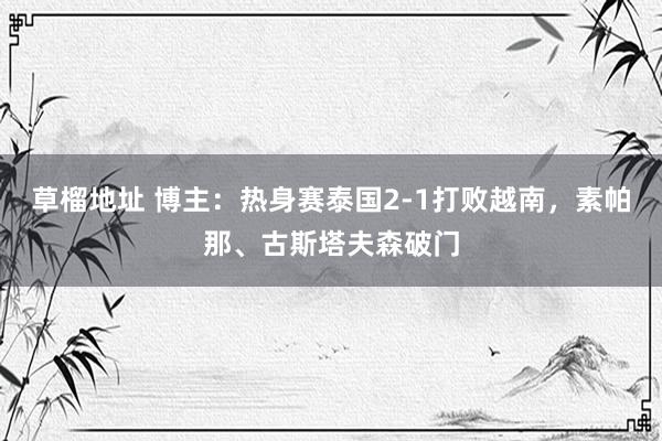 草榴地址 博主：热身赛泰国2-1打败越南，素帕那、古斯塔夫森破门