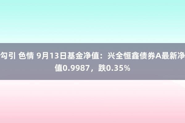 勾引 色情 9月13日基金净值：兴全恒鑫债券A最新净值0.9987，跌0.35%