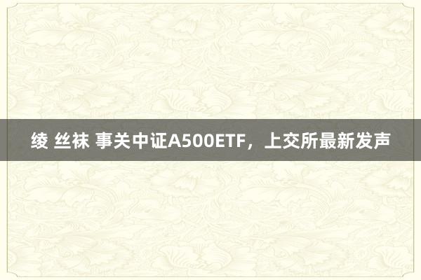 绫 丝袜 事关中证A500ETF，上交所最新发声