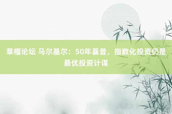 草榴论坛 马尔基尔：50年曩昔，指数化投资仍是最优投资计谋
