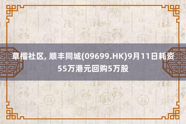 草榴社区， 顺丰同城(09699.HK)9月11日耗资55万港元回购5万股