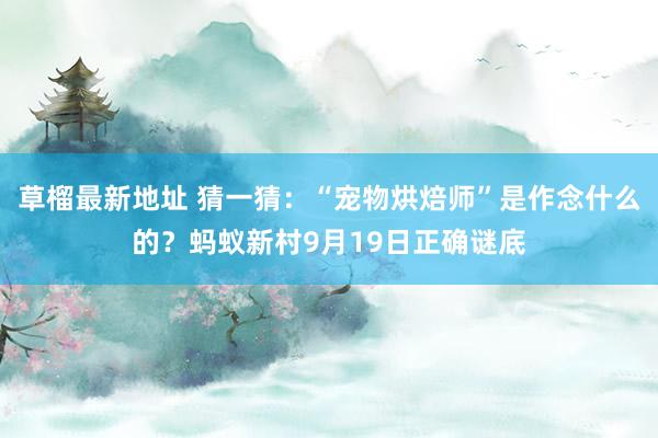 草榴最新地址 猜一猜：“宠物烘焙师”是作念什么的？蚂蚁新村9月19日正确谜底