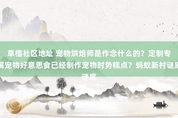 草榴社区地址 宠物烘焙师是作念什么的？定制专属宠物好意思食已经制作宠物时势糕点？蚂蚁新村谜底