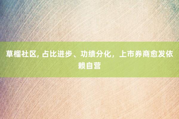 草榴社区， 占比进步、功绩分化，上市券商愈发依赖自营
