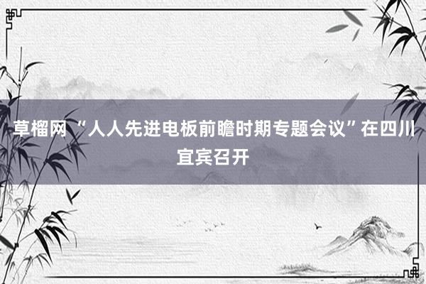 草榴网 “人人先进电板前瞻时期专题会议”在四川宜宾召开