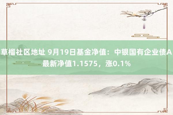 草榴社区地址 9月19日基金净值：中银国有企业债A最新净值1.1575，涨0.1%