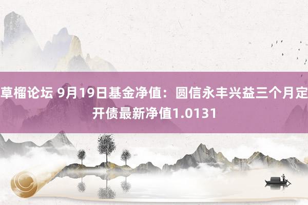 草榴论坛 9月19日基金净值：圆信永丰兴益三个月定开债最新净值1.0131