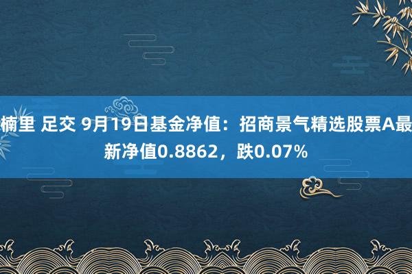 楠里 足交 9月19日基金净值：招商景气精选股票A最新净值0.8862，跌0.07%