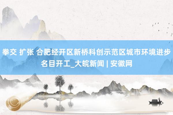 拳交 扩张 合肥经开区新桥科创示范区城市环境进步名目开工_大皖新闻 | 安徽网