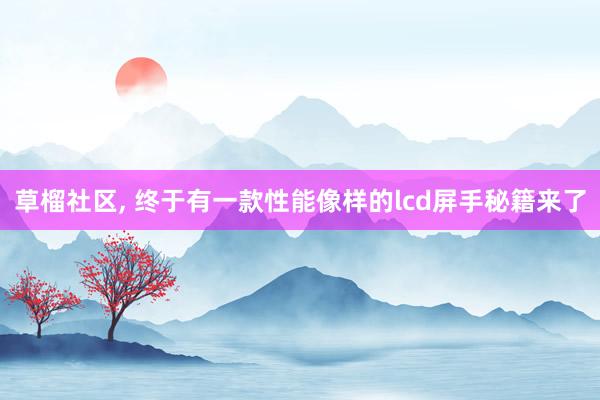 草榴社区， 终于有一款性能像样的lcd屏手秘籍来了