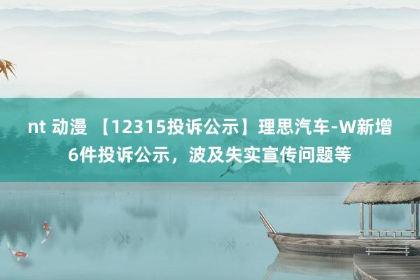 nt 动漫 【12315投诉公示】理思汽车-W新增6件投诉公示，波及失实宣传问题等