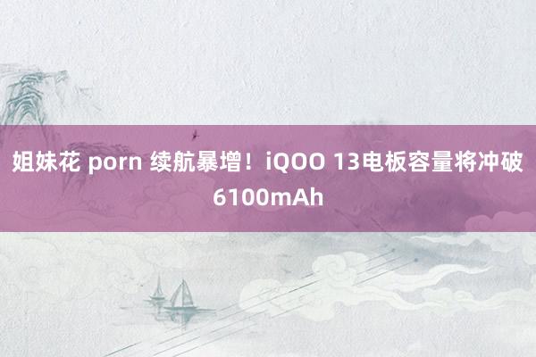 姐妹花 porn 续航暴增！iQOO 13电板容量将冲破6100mAh
