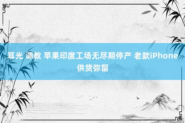 耳光 调教 苹果印度工场无尽期停产 老款iPhone供货弥留