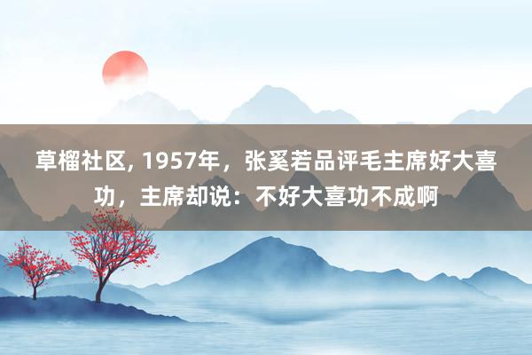 草榴社区， 1957年，张奚若品评毛主席好大喜功，主席却说：不好大喜功不成啊