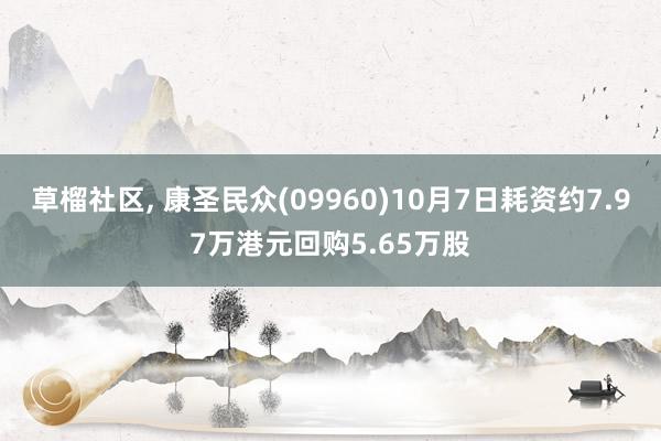 草榴社区， 康圣民众(09960)10月7日耗资约7.97万港元回购5.65万股