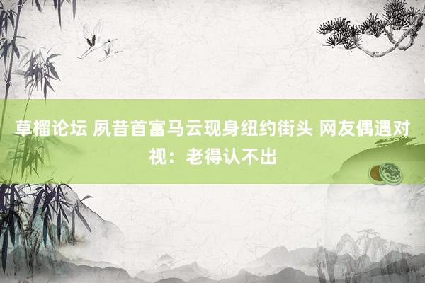 草榴论坛 夙昔首富马云现身纽约街头 网友偶遇对视：老得认不出