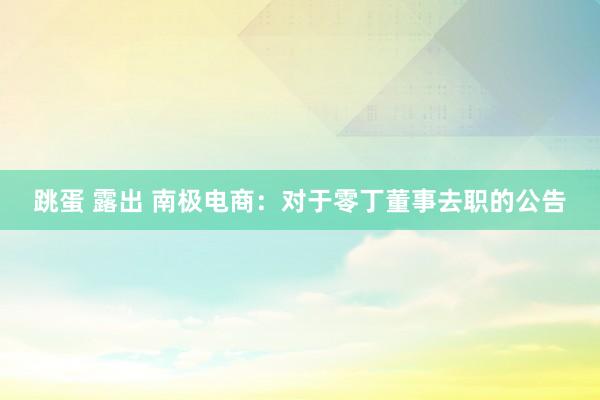 跳蛋 露出 南极电商：对于零丁董事去职的公告