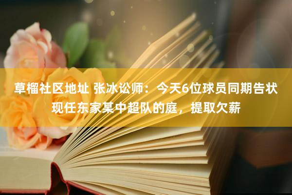 草榴社区地址 张冰讼师:今天6位球员同期告状现任东家某中超队的庭,提取欠薪