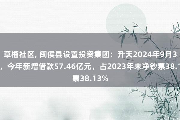 草榴社区， 闽侯县设置投资集团：升天2024年9月30日，今年新增借款57.46亿元，占2023年末净钞票38.13%