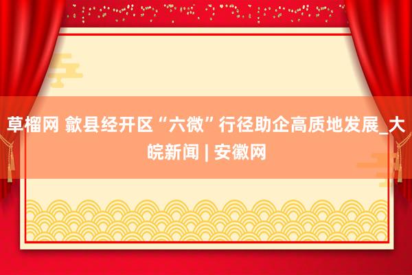 草榴网 歙县经开区“六微”行径助企高质地发展_大皖新闻 | 安徽网