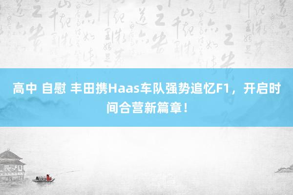 高中 自慰 丰田携Haas车队强势追忆F1，开启时间合营新篇章！