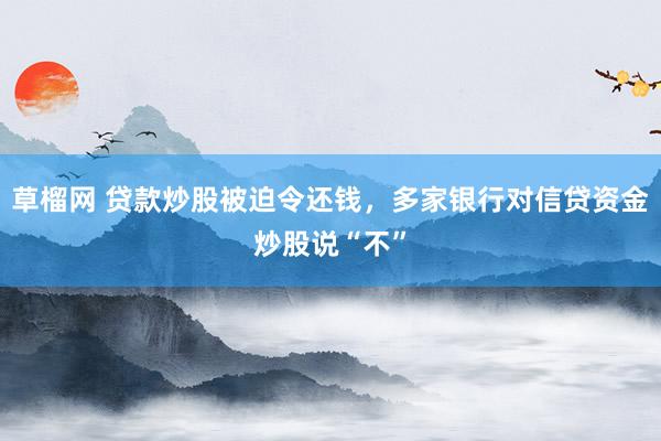 草榴网 贷款炒股被迫令还钱，多家银行对信贷资金炒股说“不”