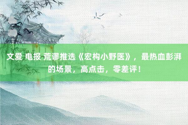 文爱 电报 荒谬推选《宏构小野医》，最热血彭湃的场景，高点击，零差评！
