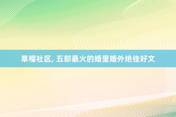草榴社区， 五部最火的婚里婚外绝佳好文