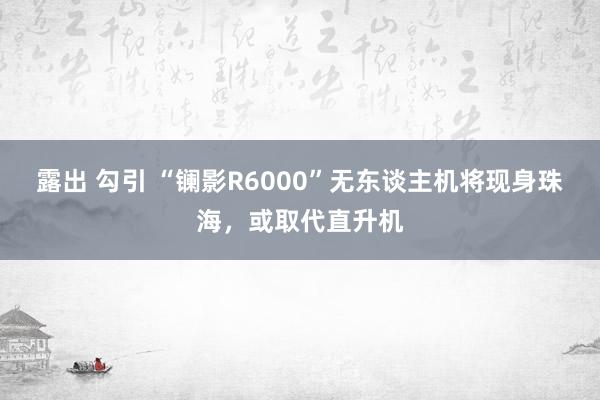 露出 勾引 “镧影R6000”无东谈主机将现身珠海，或取代直升机