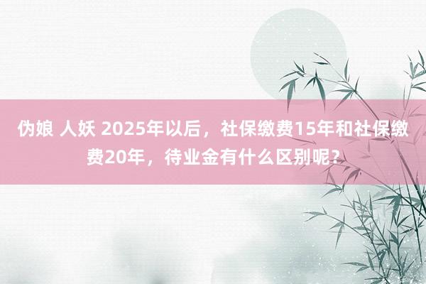 伪娘 人妖 2025年以后，社保缴费15年和社保缴费20年，待业金有什么区别呢？