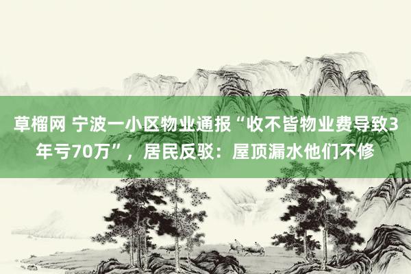 草榴网 宁波一小区物业通报“收不皆物业费导致3年亏70万”，居民反驳：屋顶漏水他们不修