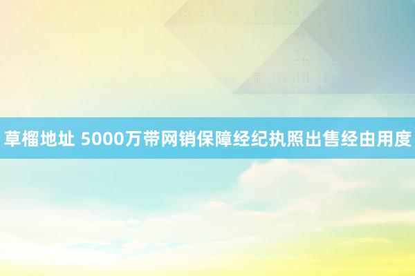 草榴地址 5000万带网销保障经纪执照出售经由用度