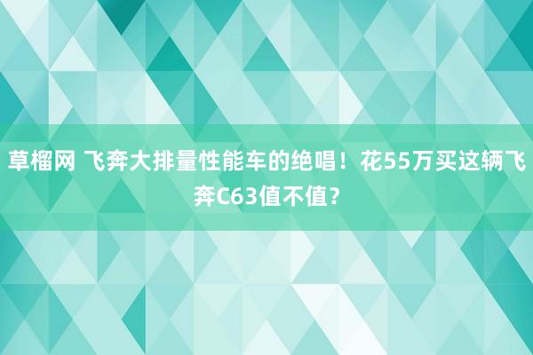 草榴网 飞奔大排量性能车的绝唱！花55万买这辆飞奔C63值不值？