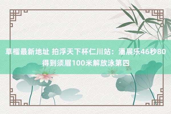 草榴最新地址 拍浮天下杯仁川站：潘展乐46秒80得到须眉100米解放泳第四