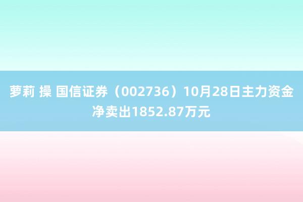 萝莉 操 国信证券（002736）10月28日主力资金净卖出1852.87万元