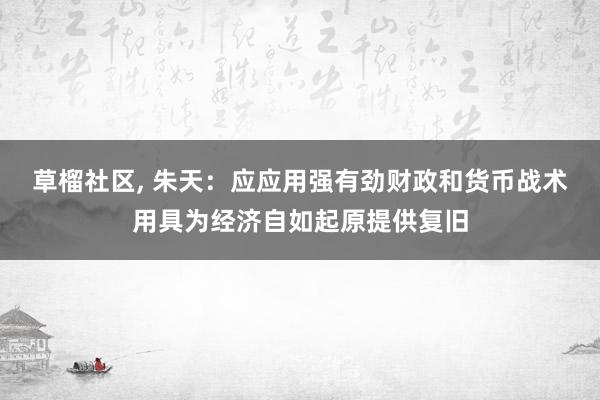 草榴社区， 朱天：应应用强有劲财政和货币战术用具为经济自如起原提供复旧