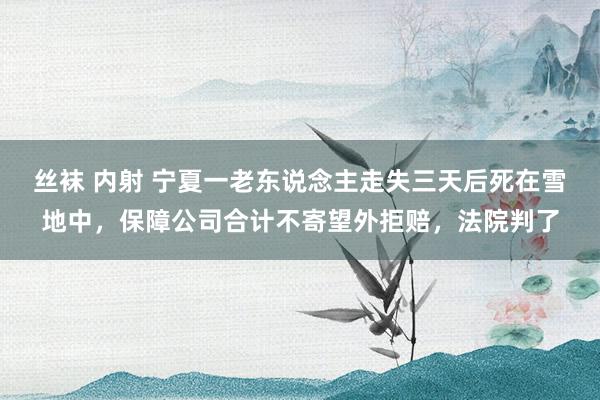 丝袜 内射 宁夏一老东说念主走失三天后死在雪地中，保障公司合计不寄望外拒赔，法院判了