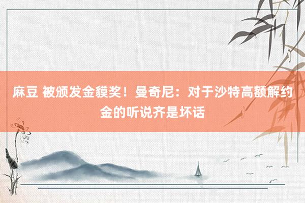 麻豆 被颁发金貘奖！曼奇尼：对于沙特高额解约金的听说齐是坏话