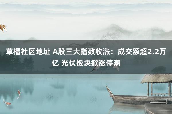 草榴社区地址 A股三大指数收涨：成交额超2.2万亿 光伏板块掀涨停潮
