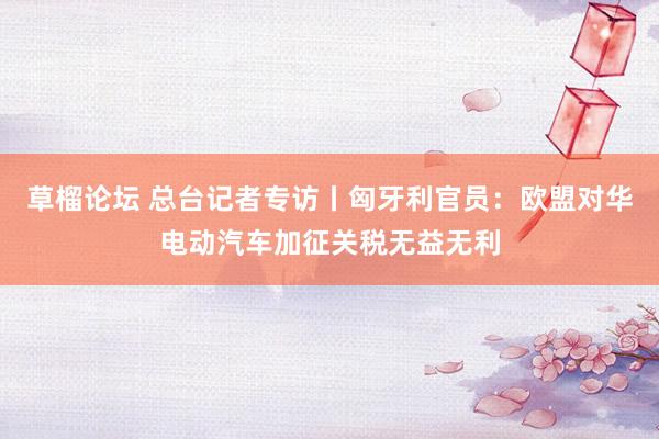 草榴论坛 总台记者专访丨匈牙利官员：欧盟对华电动汽车加征关税无益无利