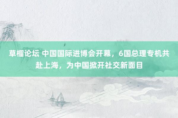 草榴论坛 中国国际进博会开幕，6国总理专机共赴上海，为中国掀开社交新面目