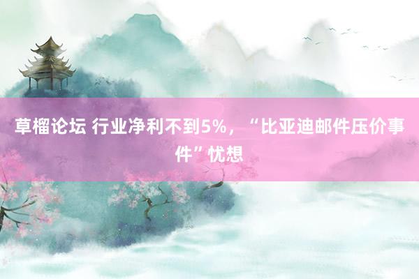 草榴论坛 行业净利不到5%，“比亚迪邮件压价事件”忧想