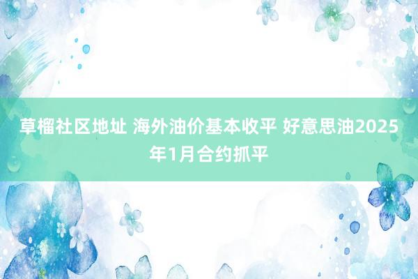 草榴社区地址 海外油价基本收平 好意思油2025年1月合约抓平