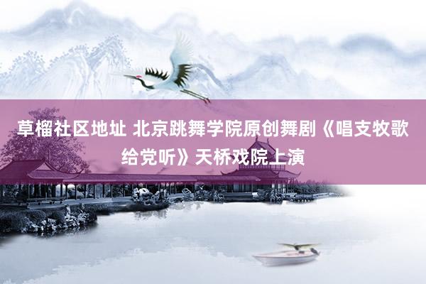 草榴社区地址 北京跳舞学院原创舞剧《唱支牧歌给党听》天桥戏院上演