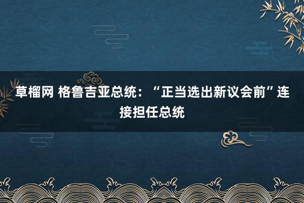 草榴网 格鲁吉亚总统：“正当选出新议会前”连接担任总统
