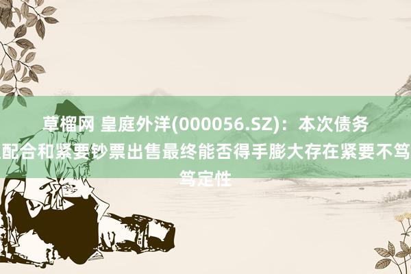 草榴网 皇庭外洋(000056.SZ)：本次债务重组配合和紧要钞票出售最终能否得手膨大存在紧要不笃定性